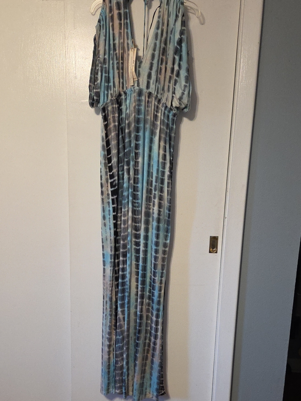 NWT Lovestitch Blue and Gray Tie-Dye Maxi Dress